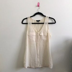 TROUVÉ cream silk button down blouse